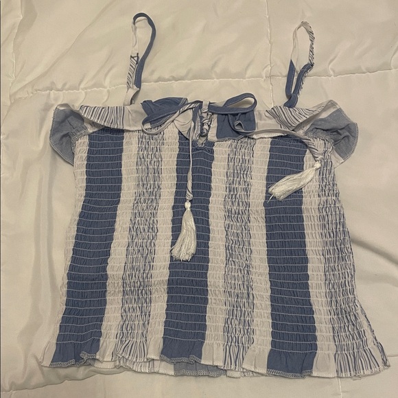 Ocean Drive Blue and White Smocked Top - Picture 1 of 3